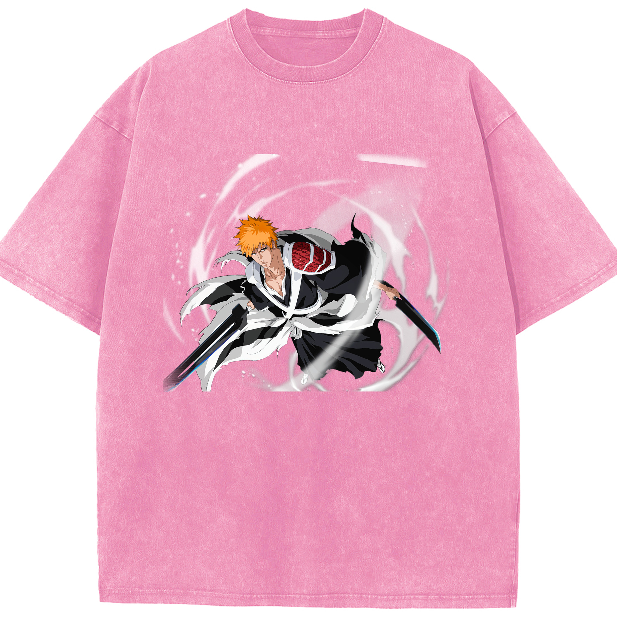 （画像用） ブリーチ 黒崎一護（くろさき いちご）BLEACH Kurosaki Ichigo 綿100% ヴィンテージ風 半袖Tシャツ（フロントプリント）